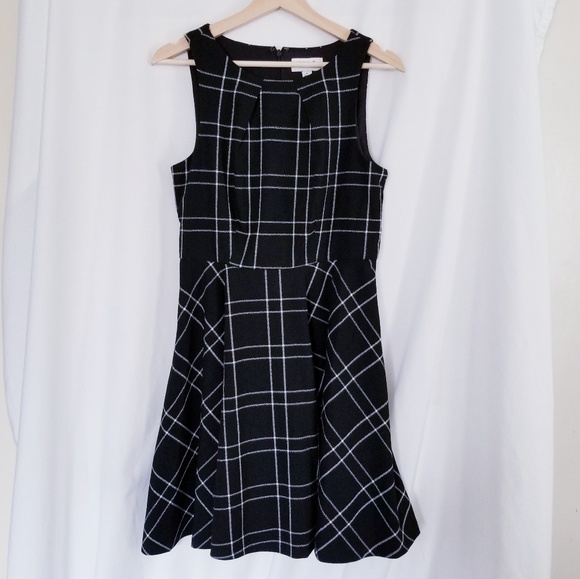 Elle Black Check Plaid Sleeveless Fit and Flare Dress - Picture 5 of 14